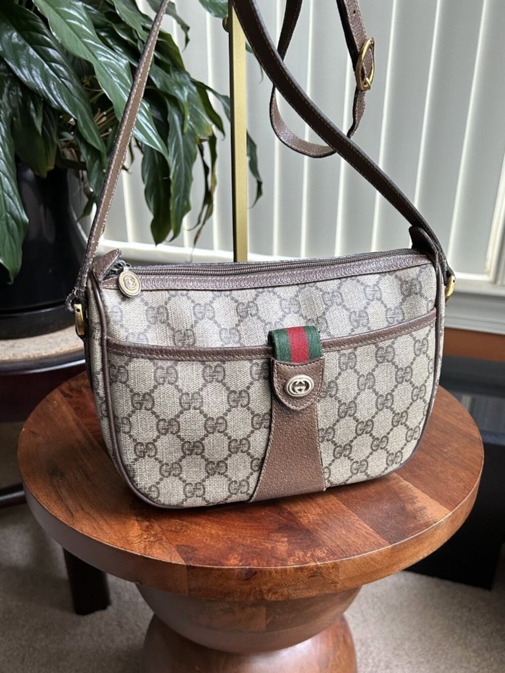 GUCCI GG Supreme Monogram Shoulder Bag, Taupe